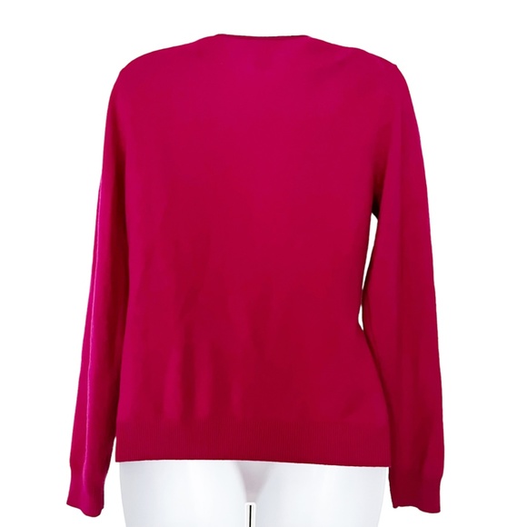 PECK & PECK 2 Ply Cashmere Cardigan Sweater Gem Buttons Satin Collar Sz M Clean! - Picture 5 of 12